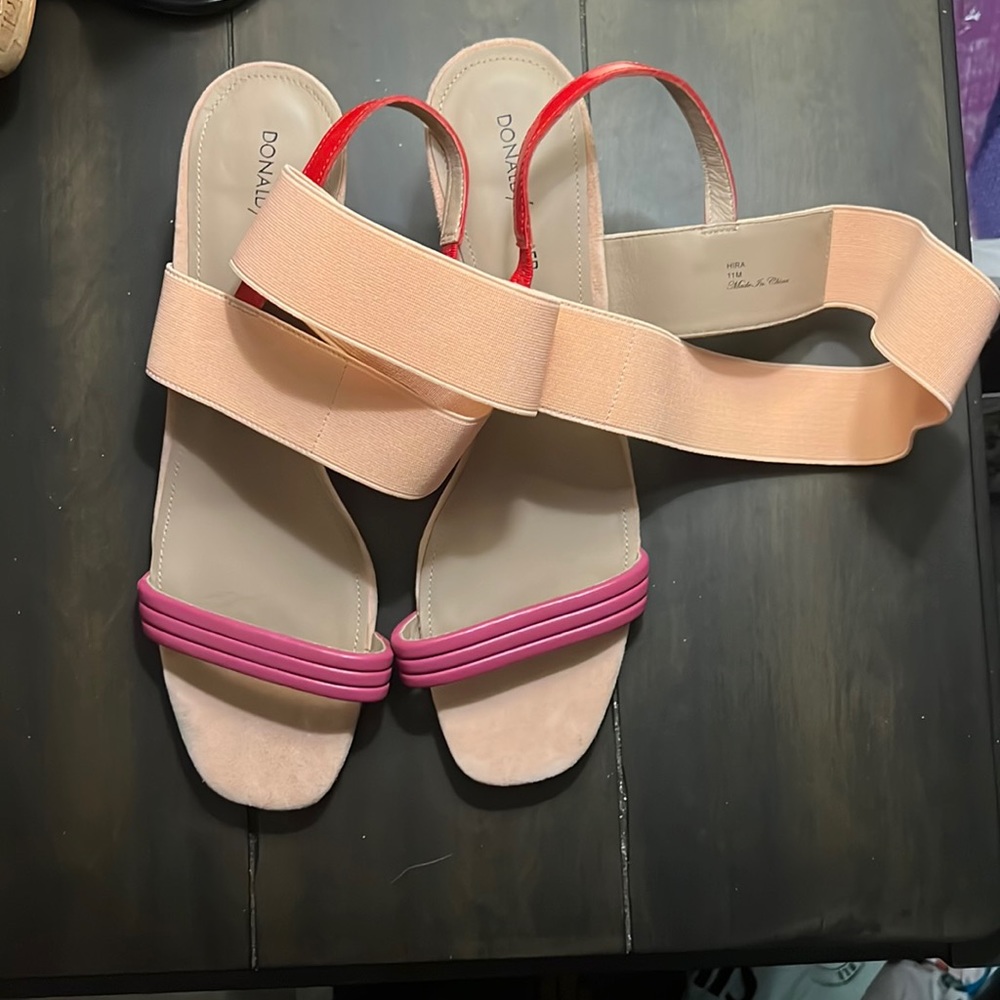 Donald J Pliner pink colorblock suede heels